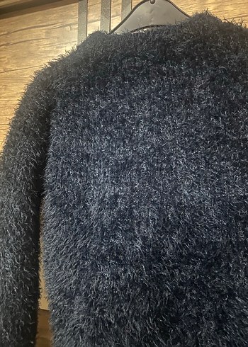 Koyu Mavi Kürk Detaylı Kadın Kazak - Görsel 2