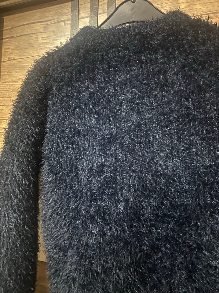 Koyu Mavi Kürk Detaylı Kadın Kazak - Görsel 2