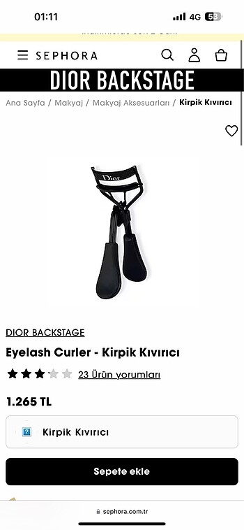 Beden Renk Dior kirpik kıvırıcısı