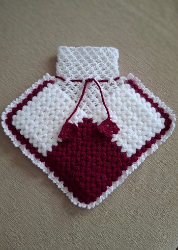 Bordo Beyaz Örgü banyo lifi - Görsel 2