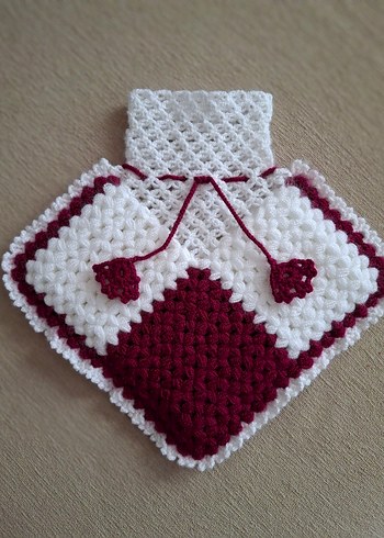 Bordo Beyaz Örgü banyo lifi - Görsel 3