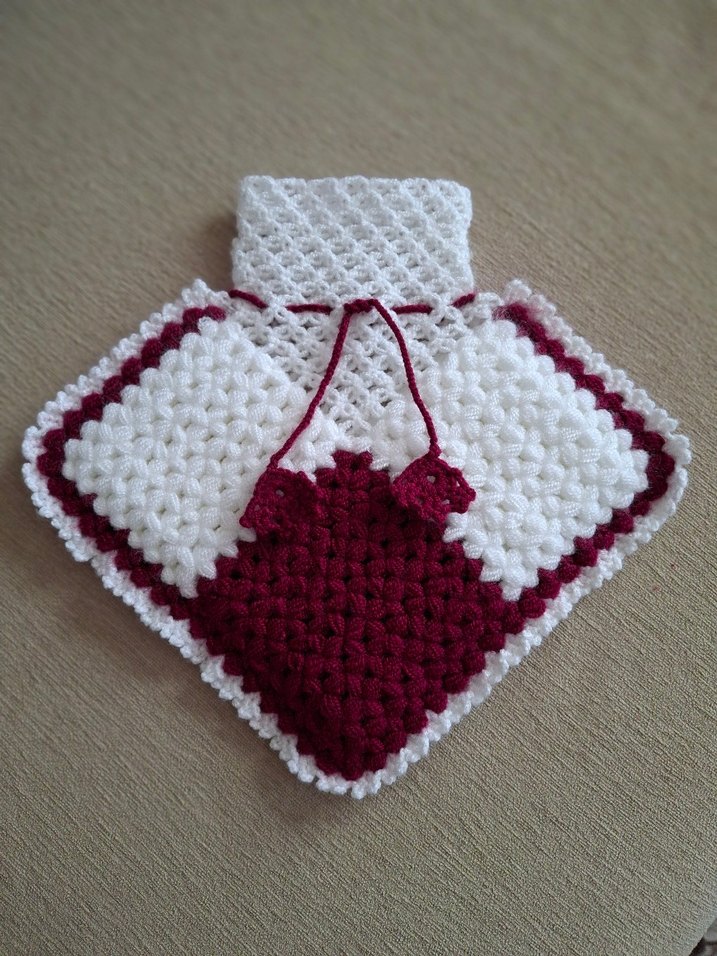 Bordo Beyaz Örgü banyo lifi - Görsel 2