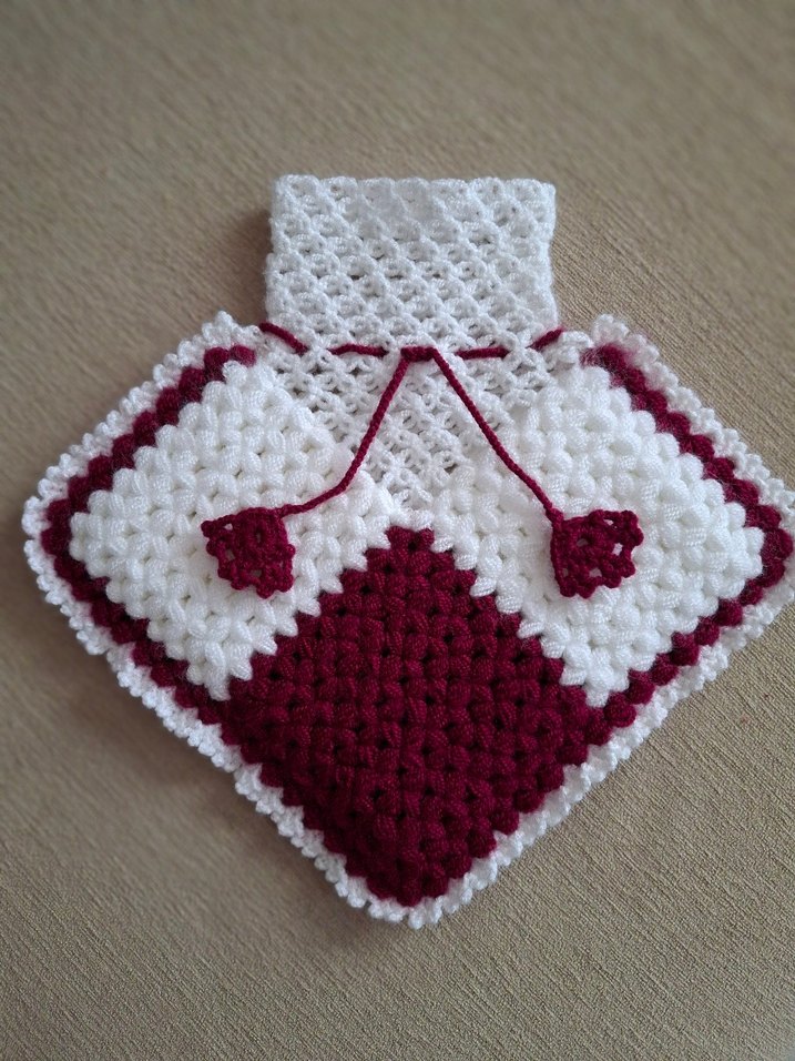 Bordo Beyaz Örgü banyo lifi - Görsel 3