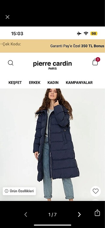Pierre Cardin kaz tüyü mont