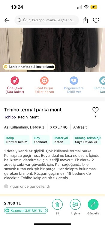 Tchibo termal parka mont - Görsel 8