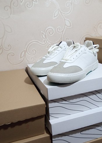 Beyaz Gri Kadın Stiletto Topuklu Spor Ayakkabı - Görsel 5