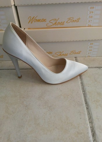 gümüş Stiletto Topuklu Kadın Ayakkabı