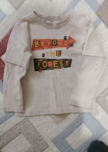 Beyaz Erkek Çocuk Uzun Kollu Baskılı Tişört