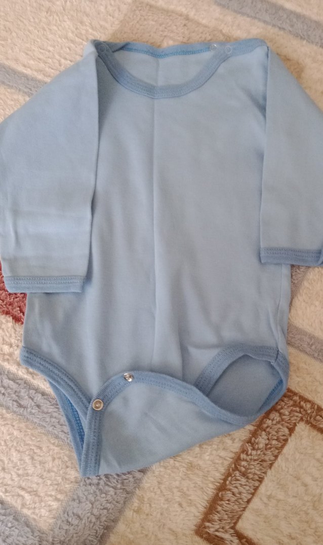 Bebek Uzun Kollu Beyaz Pamuklu Body - Görsel 2