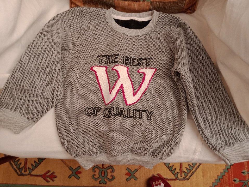 Gri Örgü Sweatshirt - Görsel 3