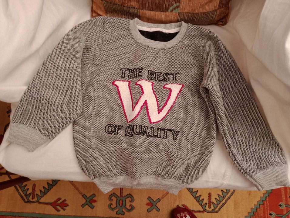 Gri Örgü Sweatshirt - Görsel 2