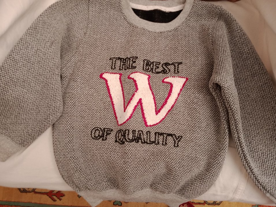 Gri Örgü Sweatshirt - Görsel 5