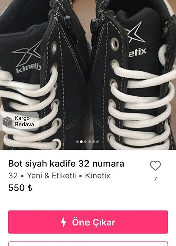Siyah Kadife Kinetix Bot 32 Numara - Görsel 2