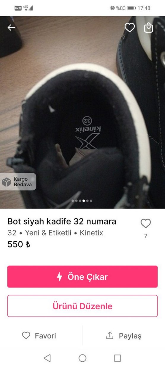 Siyah Kadife Kinetix Bot 32 Numara - Görsel 4