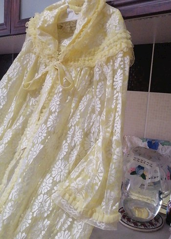 Sarı Nakışlı Uzun Bohem Kadın Elbisesi - Görsel 2