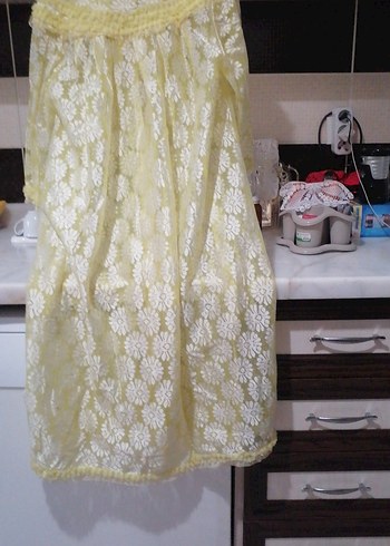 Sarı Nakışlı Uzun Bohem Kadın Elbisesi - Görsel 6