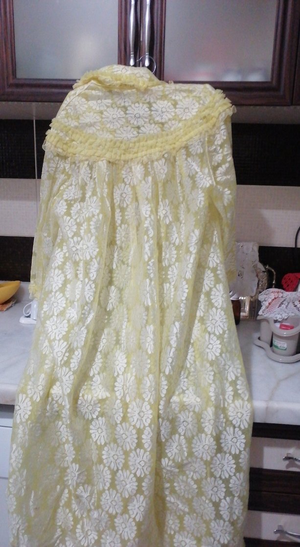 Sarı Nakışlı Uzun Bohem Kadın Elbisesi - Görsel 5