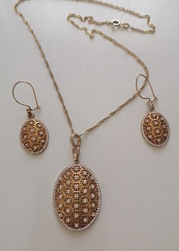 Sterling silver GÜMÜŞ 925 AYAR Altın Renk Vintage Takı Seti