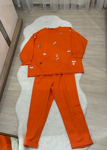 Turuncu  Sweatshirt ve Eşofman Takımı - Görsel 3