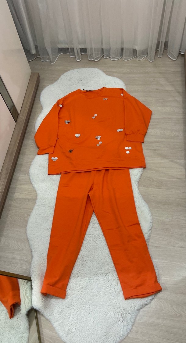 Turuncu  Sweatshirt ve Eşofman Takımı - Görsel 3