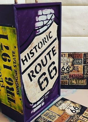 El yapımı Tasarım Sanatçı işi Historic Route 66 Şişe Dekorluğu 