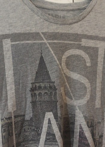 Gri Baskılı Oversize Erkek Tişört - Görsel 2