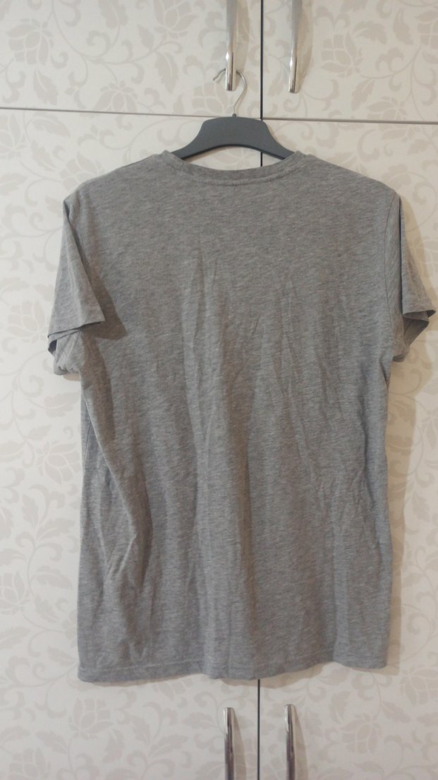 Gri Baskılı Oversize Erkek Tişört - Görsel 3