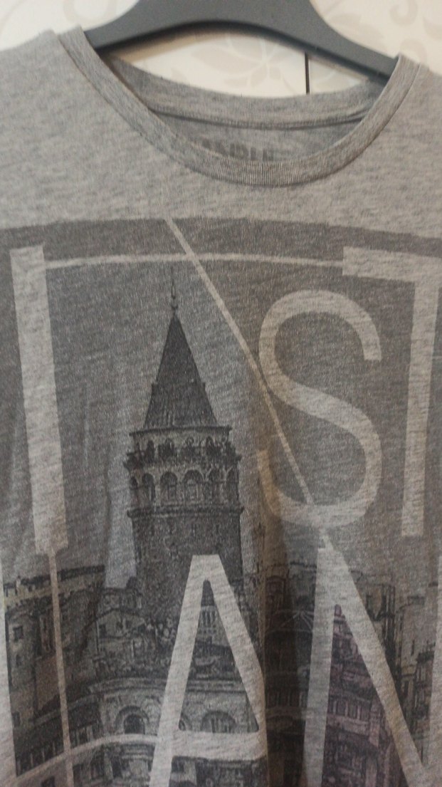 Gri Baskılı Oversize Erkek Tişört - Görsel 2