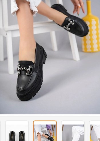 Zara Zincir Detaylı Siyah Platform Topuklu Kadın Loafer