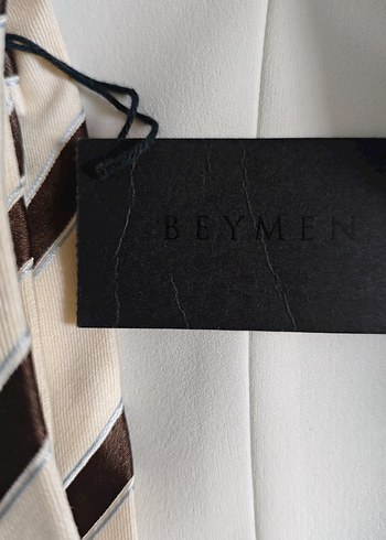 Beymen Bej ve Kahverengi Çizgili Erkek Kravat