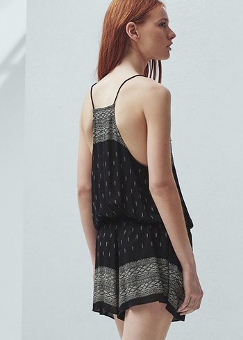 Mango Salaş Siyah Bohem Kadın Şort Tulum - Görsel 5