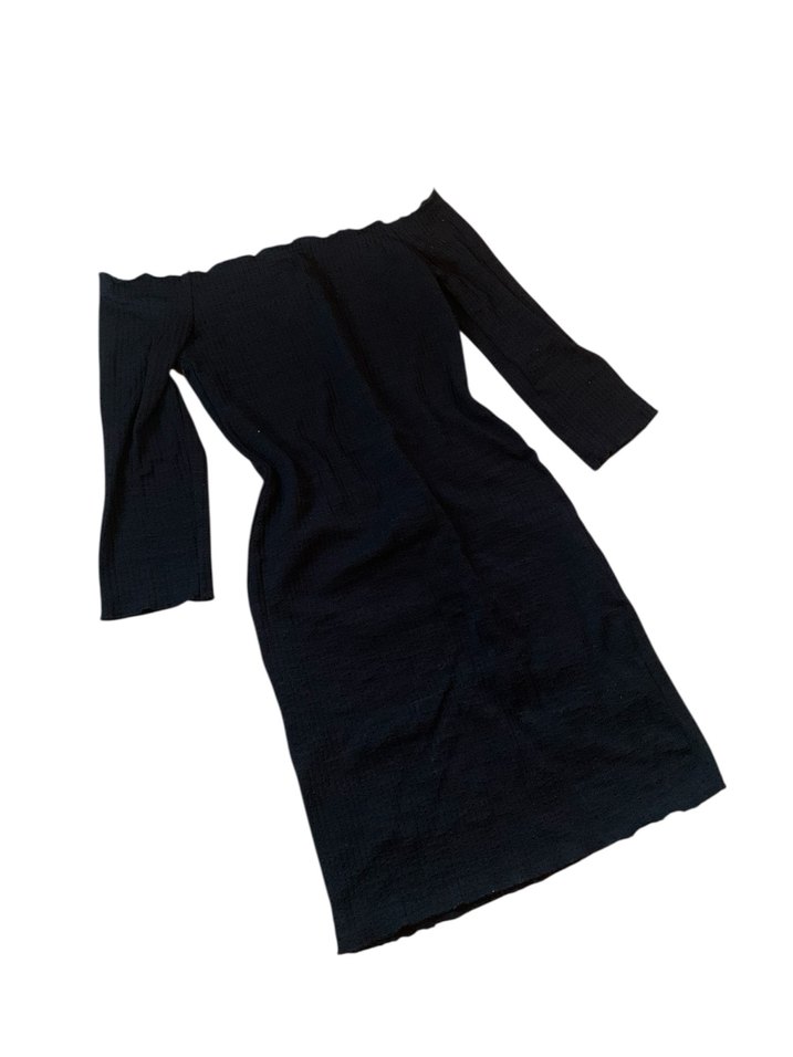 Bershka Kadın Siyah Yakasız Kısa Elbise - Görsel 2