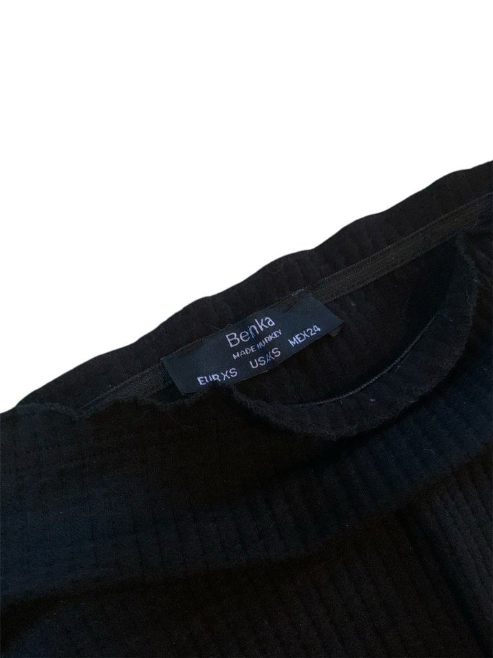 Bershka Kadın Siyah Yakasız Kısa Elbise - Görsel 3