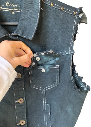 Colins Vintage Kadın Kolsuz Denim Ceket - Görsel 4