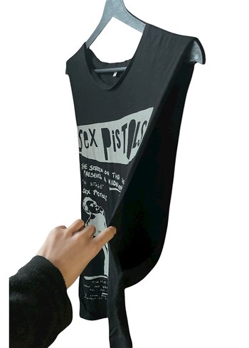 Sex Pistols Baskılı Siyah Kolsuz Punk Üst - Görsel 4