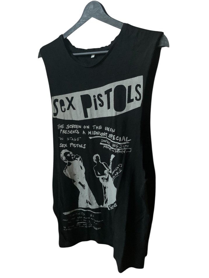 Sex Pistols Baskılı Siyah Kolsuz Punk Üst - Görsel 3