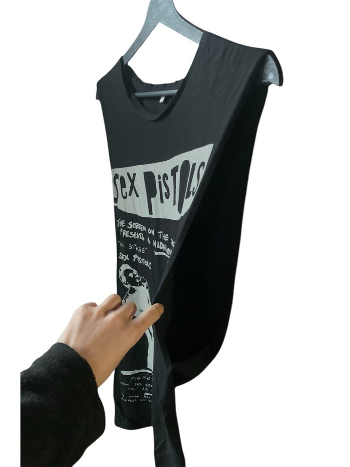 Sex Pistols Baskılı Siyah Kolsuz Punk Üst - Görsel 4