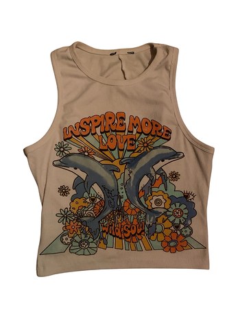 Hippie Bohem Baskılı Sırt Dekolteli Crop - Görsel 2