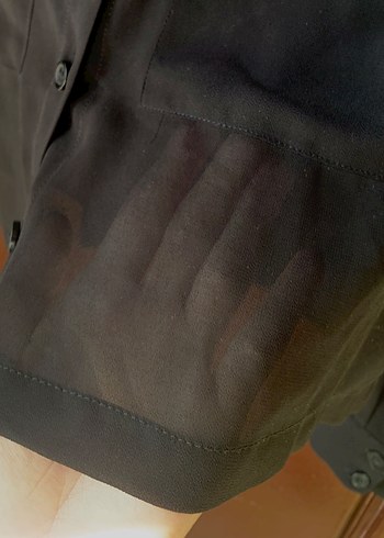 Bershka Hafif Transparan Crop Gömlek - Görsel 4