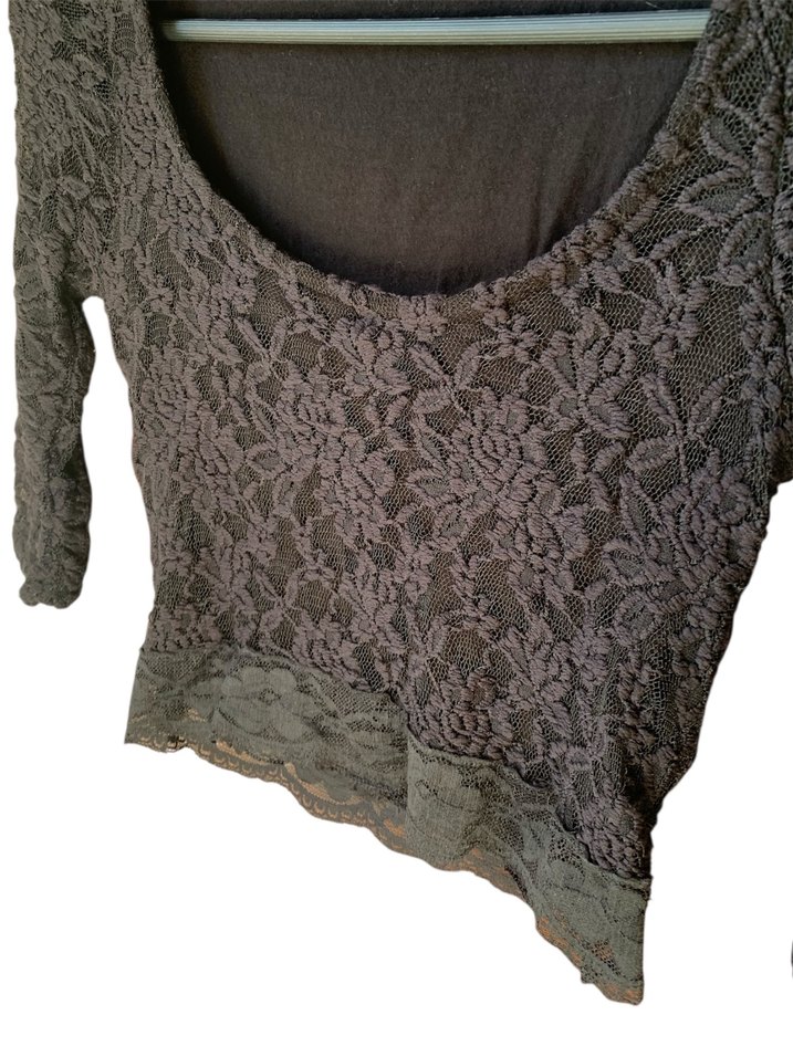 Dantel Detaylı Siyah Gotik Kadın Bluz - Görsel 4