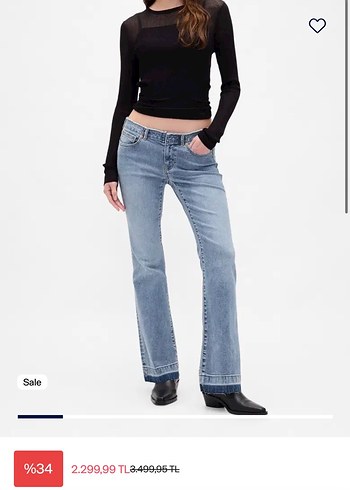 GAP Low Rise Boot Cut Kadın Blue Denim Pantolon - Görsel 10