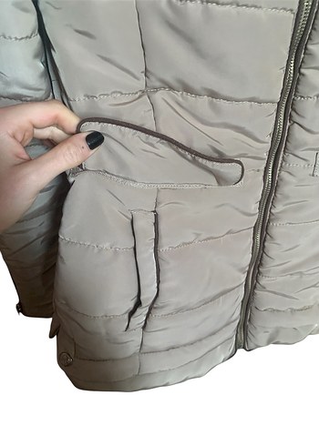 Stradivarius Kürklü Bej Kadın Mont - Görsel 8