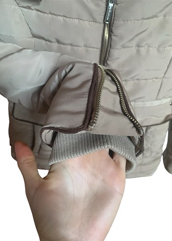 Stradivarius Kürklü Bej Kadın Mont - Görsel 11