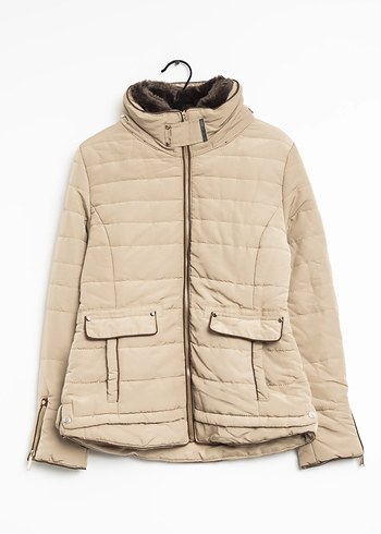 Stradivarius Kürklü Bej Kadın Mont - Görsel 2