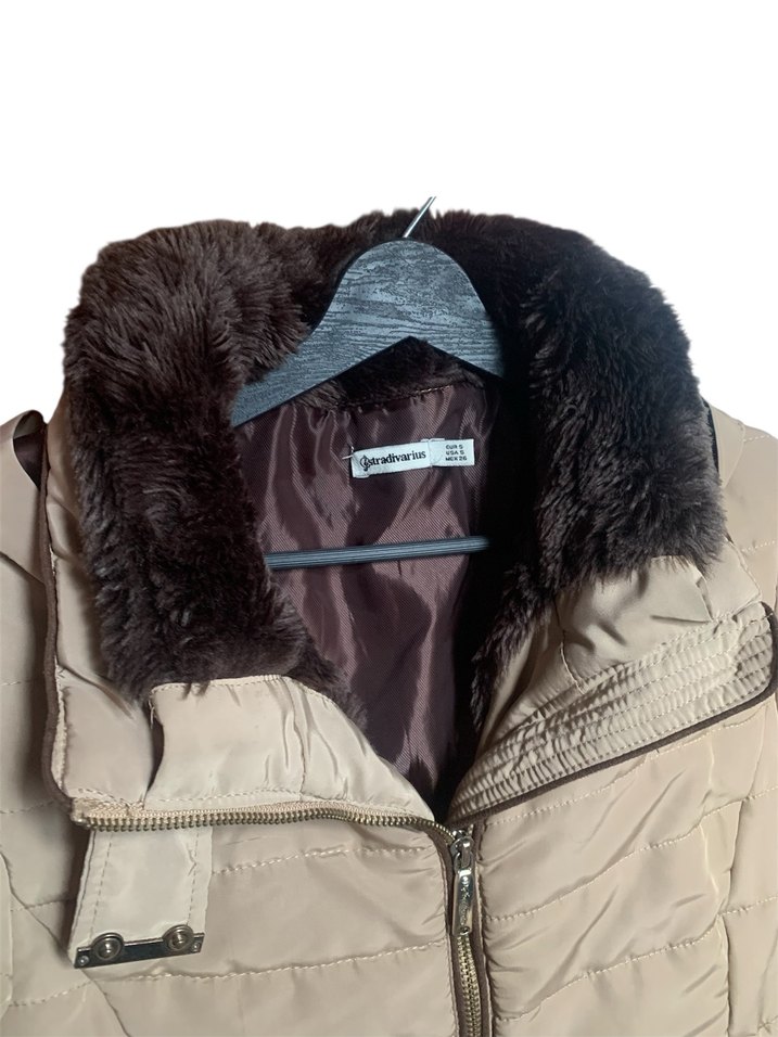 Stradivarius Kürklü Bej Kadın Mont - Görsel 5