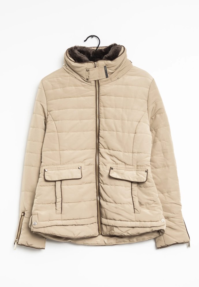 Stradivarius Kürklü Bej Kadın Mont - Görsel 2