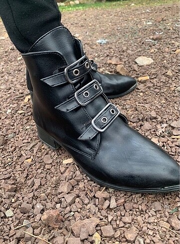 38 Beden Gotik Victorian Vintage Suni Deri Kısa topuklu bot