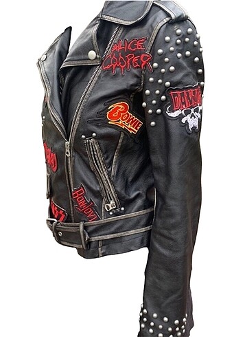 Zara Zara Patch Tasarım Zımbalı Kapüşonlu Vintage Deri Ceket