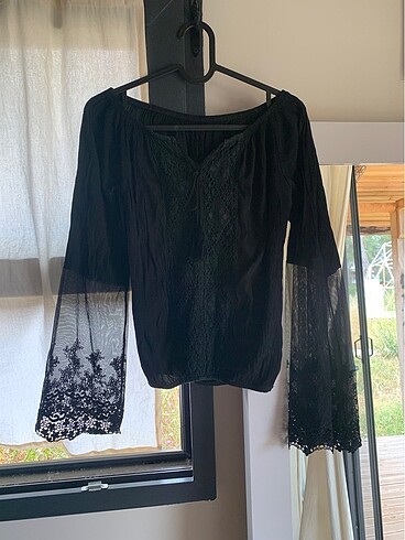 xs Beden Gotik Bohem Dantelli Müslin Bluz