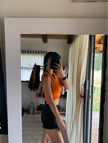 xs Beden turuncu Renk Neon Turuncu Crop Top